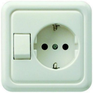 GAO 00110 Grounded Socket with Toggle Switch, White