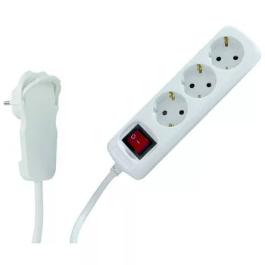 GAO 0012326114 Asztali elosztó 3-as kapcsolóval, 2m, lapos dugóval, gyv.