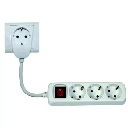   GAO 0012392114 Asztali elosztó 3-as kapcs 2m, Powersplit, túlterh.véd, fehér