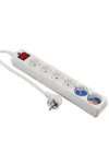 GAO 00125101 Asztali elosztó 6-os kapcsolóval, 1,4m, fehér, túlfesz.véd.