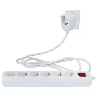 GAO 0012692114 Asztali elosztó 6-os kapcs 2m, Powersplit, túlterh.véd, fehér