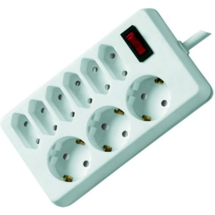   GAO 00250101 Desktop Distributor 6 Euro + 3 f socket, terminal 1.4 m, white