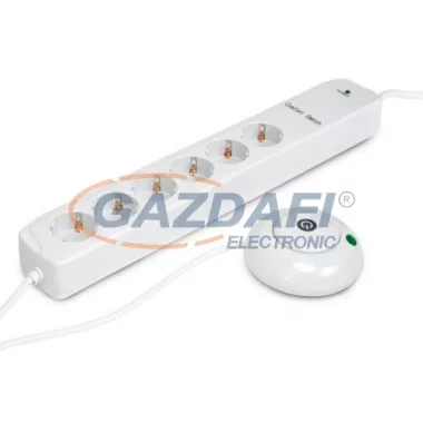 GAO 00251201 6-os energiatakarékos asztali elosztó talpkapcsolóval, fehér 1,4m