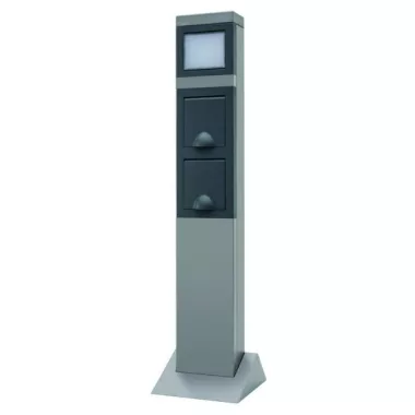 GAO 0087750712 Garden energy pole with 2 sockets + lamp, silver GAO 0087750712 Garden energy pole with 2 sockets + lamp, silver
