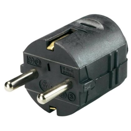   GAO 0142H Plastic plug with rear outlet, black, 250V, 16A, 2P + F