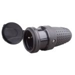   GAO 0146H Földelt lengő csatlakozó aljzat (gumi) csapfedeles, fekete