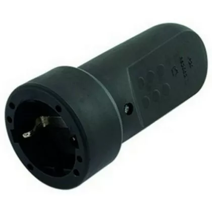   GAO 0208H Földelt lengő csatlakozó aljzat (gumi) középső kivezetéses, fekete