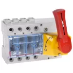  LEGRAND 022312 Vistop 63A 3P mellső, piros kar/sárga fedlap, terhelésszakaszoló kapcsoló sínre