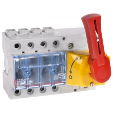 LEGRAND 022320 Vistop 100A 3P front, red arm / yellow cover, on load break switch rail