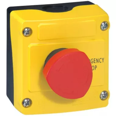 LEGRAND 024212 Osmoz sárga tokozat piros gombafejű nyomógombbal - Ny