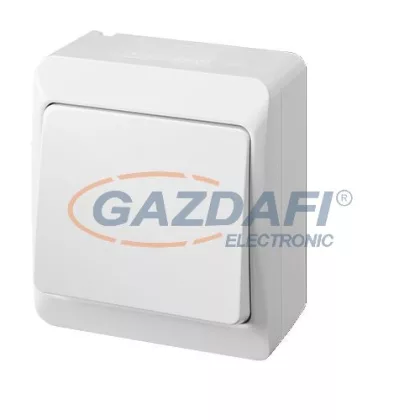   ELEKTRO-PLAST 0331-02 "Hermes" egypólusú/alternatív kapcsoló, falon kívüli, fehér, IP44, 250V, 10A