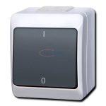   ELEKTRO-PLAST 0333-01 "Hermes" kétpólusú kapcsoló, falon kívüli, sötét nyomó, IP44, 250V, 10A