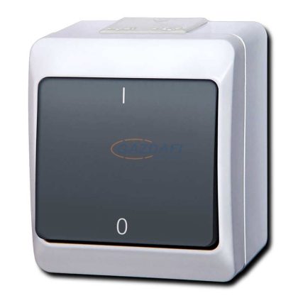   ELEKTRO-PLAST 0333-01 "Hermes" kétpólusú kapcsoló, falon kívüli, sötét nyomó, IP44, 250V, 10A