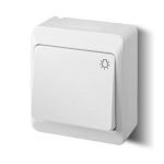   ELEKTRO-PLAST 0336-02 "Hermes" nyomó kapcsoló lámpajellel, falon kívüli, fehér, IP44, 250V, 10A