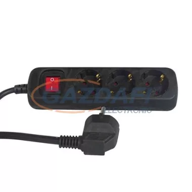 GAO 0350H Asztali elosztó 3-as kapcsolóval, 1,4m, 3x1.5, fekete