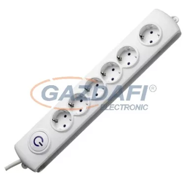 GAO 0378H Asztali elosztó 6-os, 1,4m , 3x1.5, fehér, lábkapcsolóval