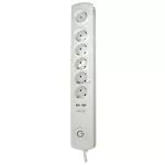   GAO 0398H Elosztó 6-os, talpkapcsolóval, 1,4m H05VV-F 3x1,5mm2 vezetékkel, 2xUSB töltővel, 2 USB töltő használata esetén max.2000mA