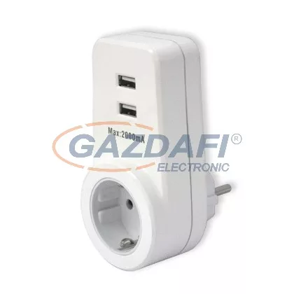   Conector intermediar GAO 0399H cu 2 încărcătoare USB, 250V, 16A