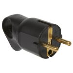   LEGRAND 050328 Grounded plug with extension, rear connection, black