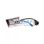   LEGRAND 054045 Pop-up felszerelt felnyíló süllyesztett doboz 4 modul, rozsdamentes acél, 1x2P+F, 2xRJ45 Cat.6 UTP, 2 m vezeték 2P+F dugóval, 3m RJ45 vezeték Cat./ UTP csatlakozóval