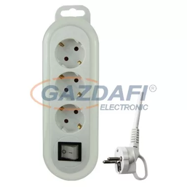 GAO 0550H Asztali elosztó 3-as kapcsolóval, 1,4m, Meridian, fehér/fehér