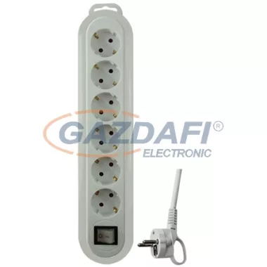 GAO 0556H Asztali elosztó 6-os kapcsolóval, 1,4m, Meridian, fehér/fehér