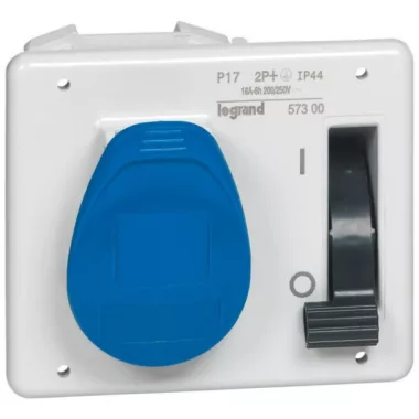 LEGRAND 057300 P17 Tempra Pro beépíthető csatlakozóaljzat reteszelő kapcsolóval IP44 230V 16A 2P+F