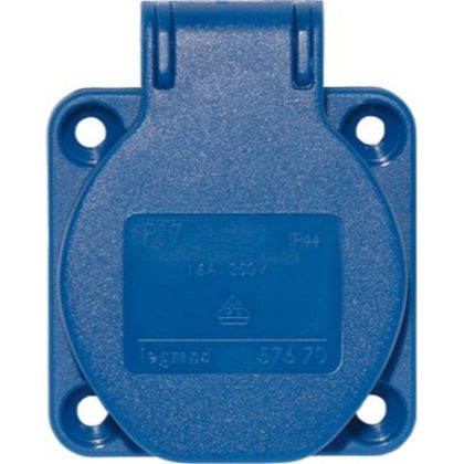   LEGRAND 057670 P17 Tempra háztartási aljzat, kék IP44, normál felfogóperemmel