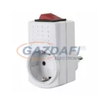   GAO 0642H Földelt köztes csatlakozó aljzat, kétpólusú, világítós kapcsolóval, túlfeszültség levezetővel (műanyag), fehér, 230V, 16A