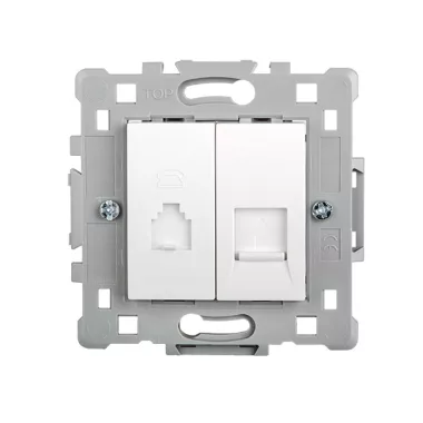 ELMARK "Splendor" süllyesztett telefon és informatikai csatlakozóaljzat RJ11+RJ45, fehér