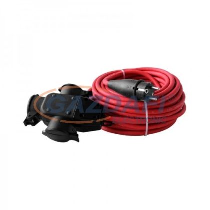   COMMEL 0657 hosszabbító kábel dugóval és aljzattal, 20m, 16A 250V~3500W, H05RR-F 3x2.5, piros, IP44