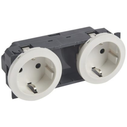   LEGRAND 067142 Céliane 2x2P + F socket with child protection, railed, white