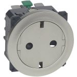   LEGRAND 067167 Céliane 2P+F dugalj csatlakozóaljzat, falsíkba illeszkedő titán betéttárcsával, gyermekvédelemmel, rugós bekötéssel