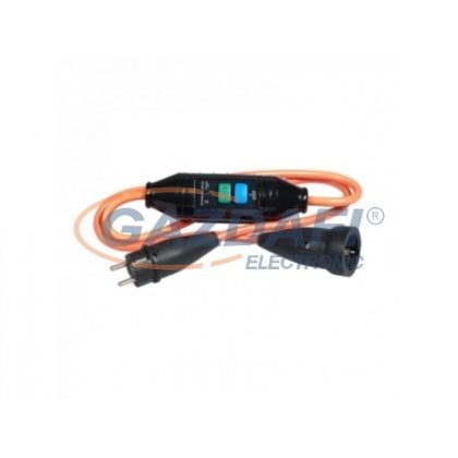   COMMEL 0672 fi-relés hosszabbító kábel dugóval és aljzattal, 1.5m, 16A 230V, H05VV-F 3x2,5, fekete