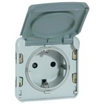   LEGRAND 069570 Plexo 55 2P+F dugalj csatlakozóaljzat csapófedéllel, rugós, szürke