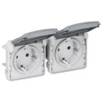   LEGRAND 069576 Plexo 55 2x2P+F dugalj csatlakozóaljzat csapófedéllel, vízszintes, előrevezetékezett, szürke