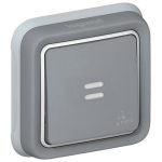 LEGRAND 069821 Plexo 55 süllyesztett 1P nyomó átkapcsoló N/C jelzőfénnyel, komplett, szürke