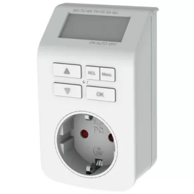 GAO 0743H digitális heti időkapcsoló, max. 98 ki-be kapcsolás/hét, visszaszámlálás és véletlenszerű kapcsolás, 3680W, fehér, 230V
