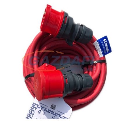   COMMEL 0752 ipari hosszabbító kábel dugóval és aljzattal, 20m, 16A 400V~10500W, H05RR-F 5x2.5, IP44