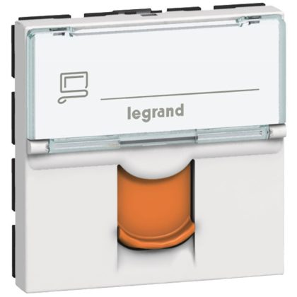   LEGRAND 076525 Program Mosaic LCS2 RJ45 socket Cat 6A STP, 2 modules, white with orange shutter