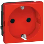   LEGRAND 077218 Program Mosaic 2P + F socket, with child protection, spring-loaded, 2m, red