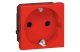 LEGRAND 077218 Program Mosaic 2P + F socket, with child protection, spring-loaded, 2m, red