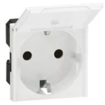   LEGRAND 077219 Program Mosaic 2P + F socket with child protection, flap, spring, 2m, white