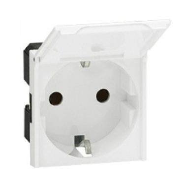LEGRAND 077219 Program Mosaic 2P + F socket with child protection, flap, spring, 2m, white