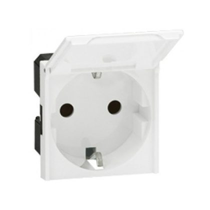   LEGRAND 077219 Program Mosaic 2P + F socket with child protection, flap, spring, 2m, white