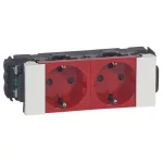   LEGRAND 077222 DLP-S snap-in Program Mosaic 2x2P+F socket, blued, Soluclip, red, locked