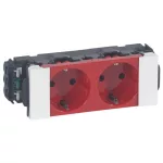   LEGRAND 077242 DLP-S snap-in Program Mosaic 2x2P+F socket, sintered, Soluclip, red