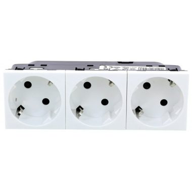 LEGRAND 077253 Program Mosaic 3x2P+F dugalj csatlakozóaljzat, sínezett, rugós, fehér
