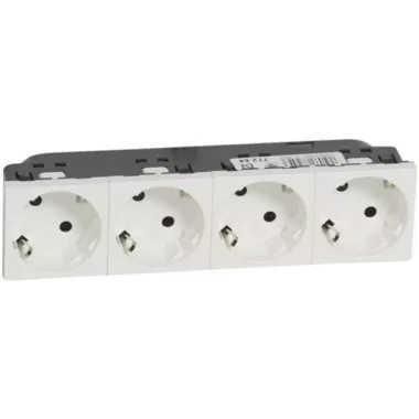 LEGRAND 077254 Program Mosaic 4x2P+F dugalj csatlakozóaljzat, sínezett, rugós, fehér