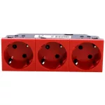   LEGRAND 077282 Program Mosaic 3x2P + F socket locked, railed, spring-loaded, red